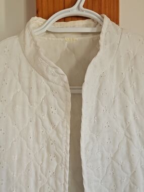 White Quilted Eyelet Jacket - Women's Lightweight Coat